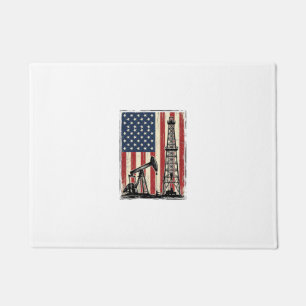 Vintage Oilfield American Flag Vector Shirt Design Doormat