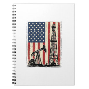 Vintage Oilfield American Flag Vector Shirt Design Notebook