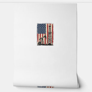 Vintage Oilfield American Flag Vector Shirt Design Wallpaper