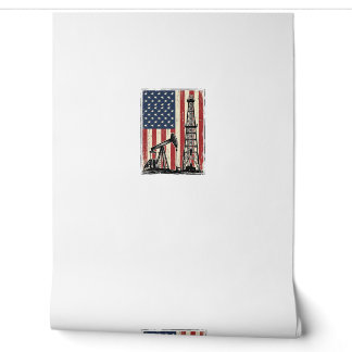 Vintage Oilfield American Flag Vector Shirt Design Wallpaper