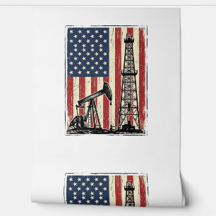 Vintage Oilfield American Flag Vector Shirt Design Wallpaper