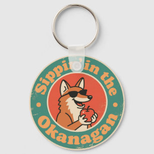 Vintage Okanagan Sipping Key Ring
