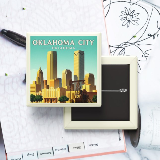 Vintage Oklahoma City Oklahoma 15 Cm Square Badge (Creator Uploaded)