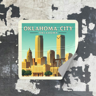 Vintage Oklahoma City Oklahoma Square Sticker