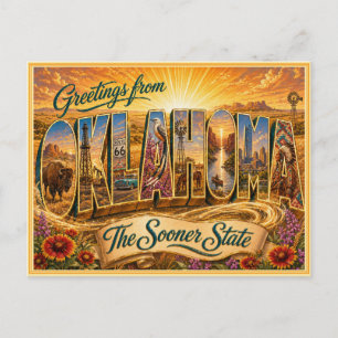 Vintage Oklahoma Greeting From Postcard