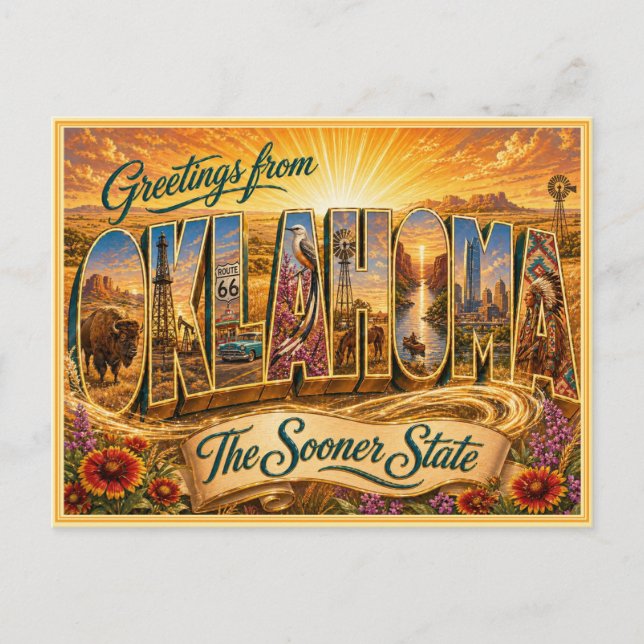Vintage Oklahoma Greeting From Postcard (Front)