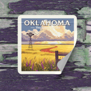 Vintage Oklahoma Square Sticker