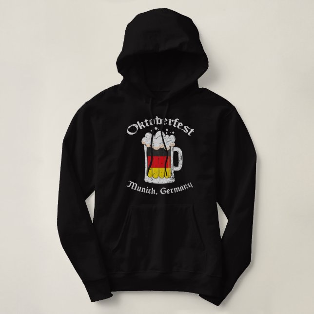 Vintage Oktoberfest Munich, Germany Flag Drinking  Hoodie (Design Front)