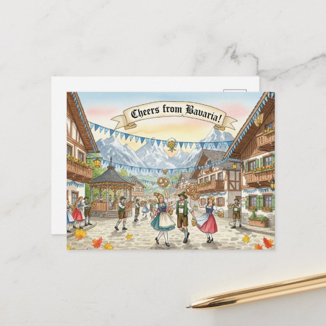 Vintage Oktoberfest Toast Postcard (Front/Back In Situ)