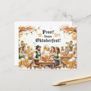 Vintage Oktoberfest Toast Postcard
