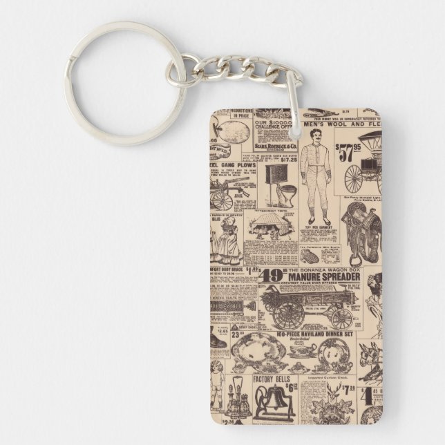 Vintage Old Advertisements Page  Key Ring (Front)