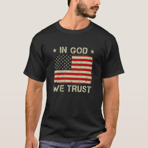 Vintage Old American Flag In God We Trust Christi T-Shirt