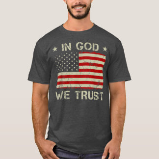 Vintage Old American Flag In God We Trust Tshirt C