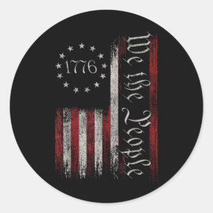 Vintage Old American Flag Patriotic 1776 We The Pe Classic Round Sticker