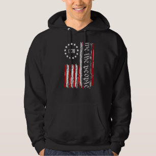 Vintage Old American Flag Patriotic 1776 We The Pe Hoodie