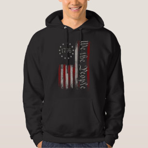 Vintage Old American Flag Patriotic 1776 We The Pe Hoodie