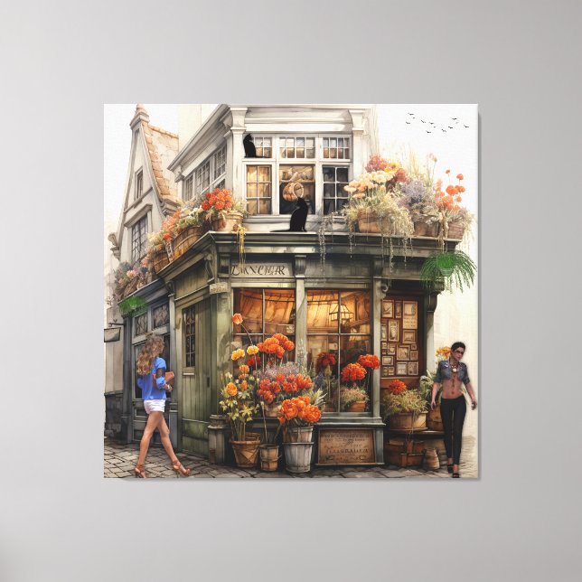 Vintage Old Amsterdam Art Canvas Print (Front)