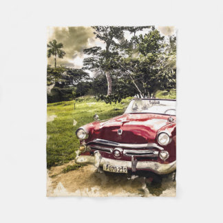 Vintage Old Antique Hot Rod Vehicle Fleece Blanket