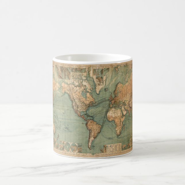 Vintage Old Antique World Map Coffee Mug (Center)