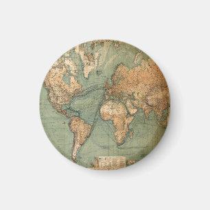 Vintage Old Antique World Map Magnet