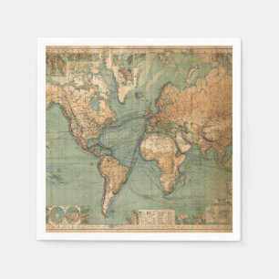 Vintage Old Antique World Map Napkin