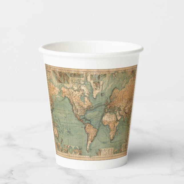 Vintage Old Antique World Map Paper Cups (Front)