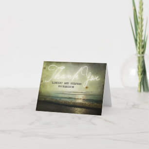 Vintage old beach wedding thank you cards