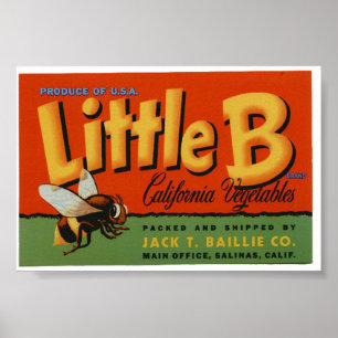 Vintage Old Bee Vegetables Crate Labels Poster