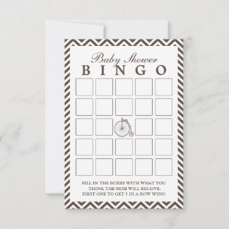 Vintage Old Bike Chevron Baby Shower Bingo Cards