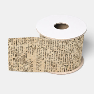 Vintage Old Book Dictionary Page Ribbon Grosgrain Ribbon