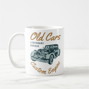 Vintage old car custom engine typography coffee mug