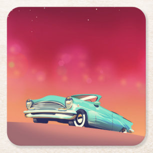 Vintage Old Car Square Paper Coaster