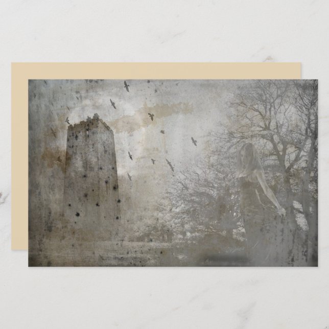 Vintage old castle scrapbook decoupage paper (Front/Back)