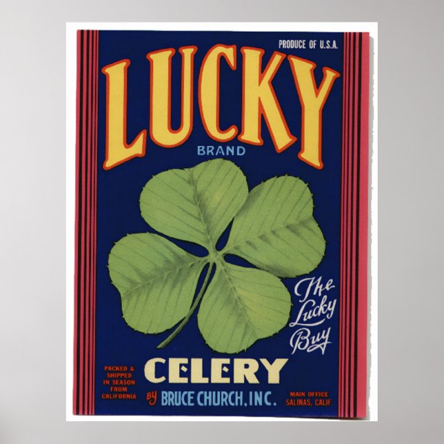 Vintage Old Celery Vegetables Crate Labels Poster (Front)