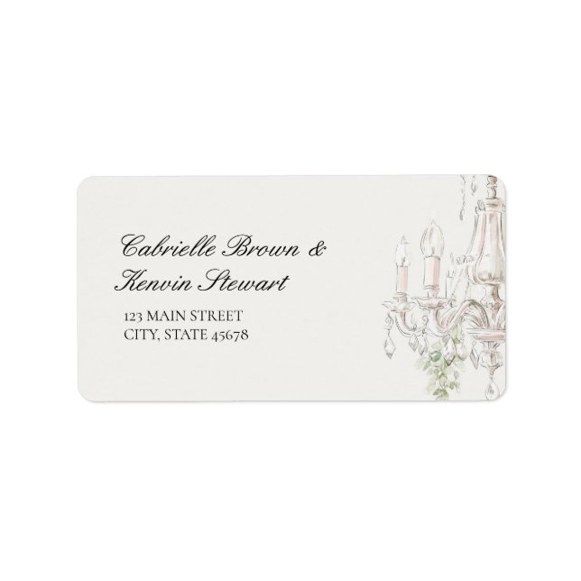 vintage old chandelier chic wedding address label (Front)