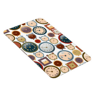 Vintage Old Clocks Pattern Magnet