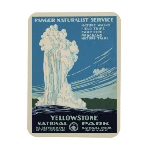 Vintage Old Faithful in Yellowstone National Park Magnet