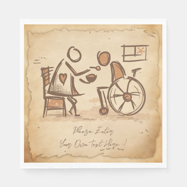 Vintage Old Fashion Caregiver, Nursing Assistant Napkin (Front)