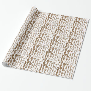 Vintage Old Fashioned Antique Key Set Wrapping Paper