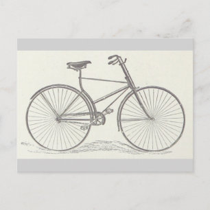 Vintage, Old Fashioned Bicycle Depiction Postcard