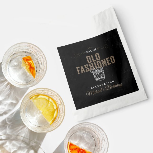 Vintage Old Fashioned Black Whiskey Birthday  Favour Bags (Creator Uploaded)