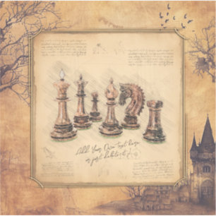 Vintage Old Fashioned Chess Pieces Art Player Gift