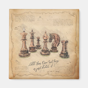Vintage Old Fashioned Chess Pieces Art Player Gift Magnet