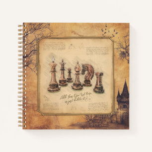 Vintage Old Fashioned Chess Pieces Art Player Gift Notebook