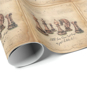 Vintage Old Fashioned Chess Pieces Art Player Gift Wrapping Paper