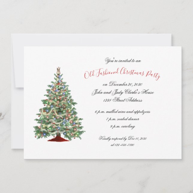 Vintage Old Fashioned Christmas Party Invitation (Front)