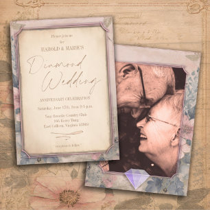 Vintage Old Fashioned Diamond Wedding Photo Invitation