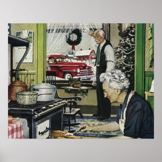Vintage Old Fashioned Home Christmas Poster (Front)