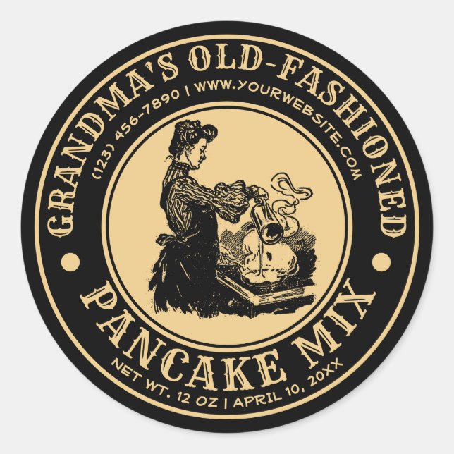 Vintage Old Fashioned Pancake Mix Label Template (Front)