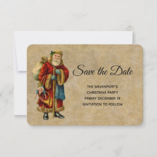 Vintage Old-Fashioned Santa Claus Christmas Save The Date